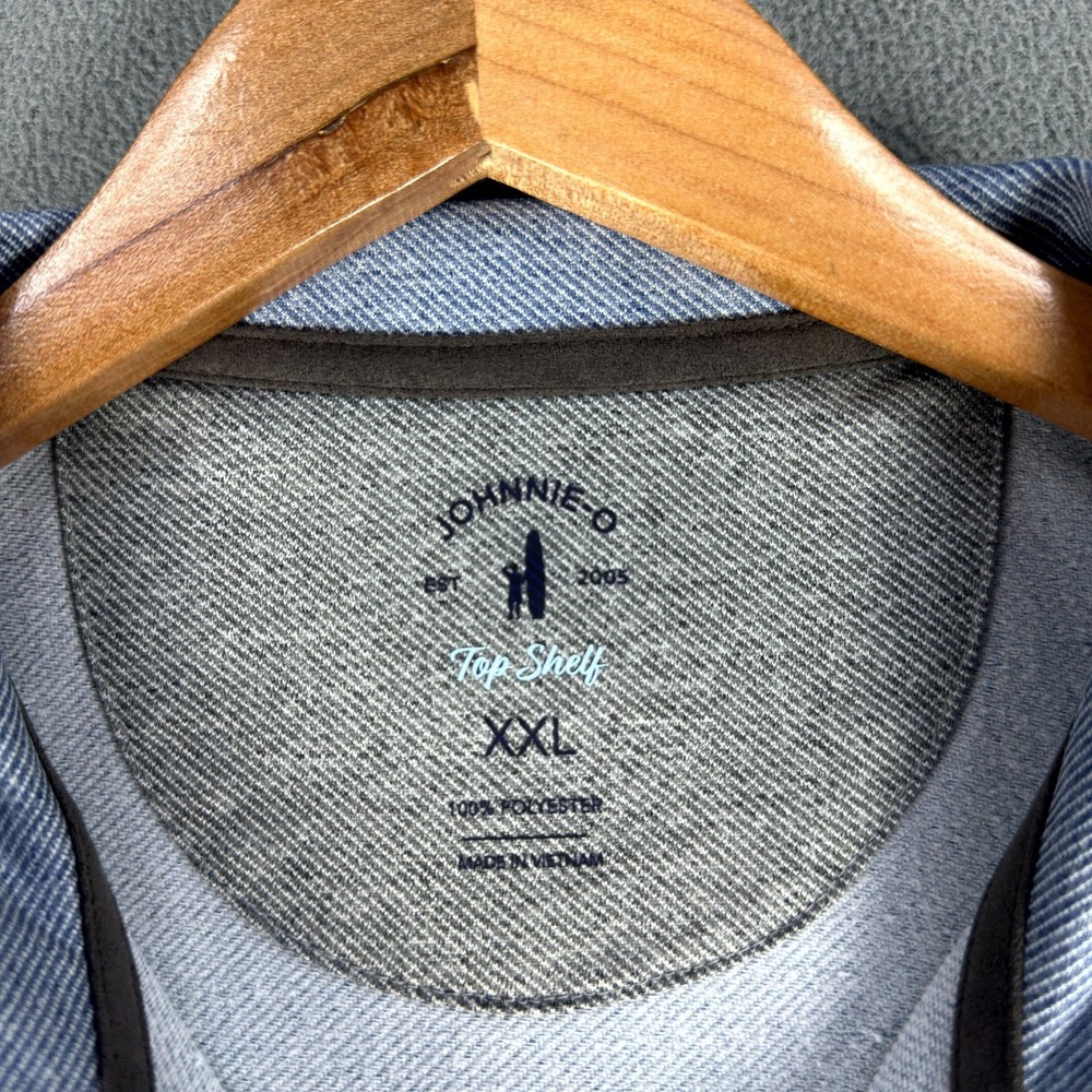 Johnnie O Quarter Zip Mens 2XL Blue Top Shelf Farber Heathered Twill Minimalist - Picture 7 of 10